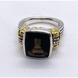Lagos Sterling Silver 925 18K 750 Now Smokey Topaz Ring